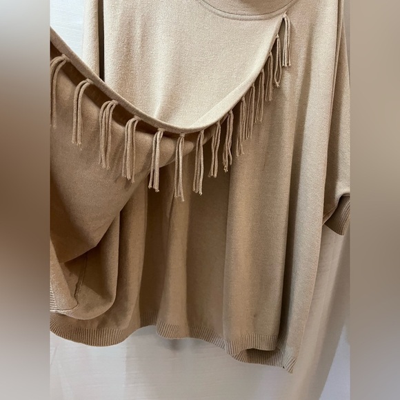 RABE beige fringe detail women’s open front sweater size 36 cowl neck - Picture 5 of 9
